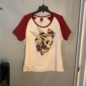 Harley-Davidson Red and White Skull Graphic Tee